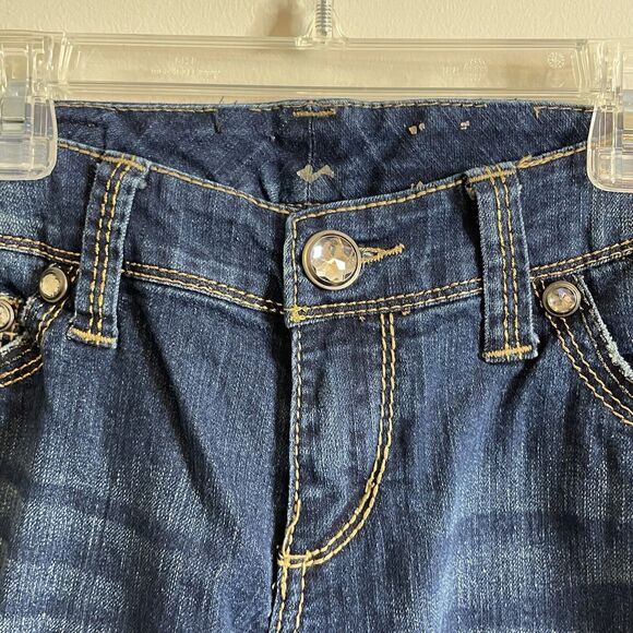 SEVEN FOR ALL MANKIND Sz 28 BLINGY EMBROIDERED POCKETS LOW RISE BABY BOOT JEANS - Picture 3 of 8